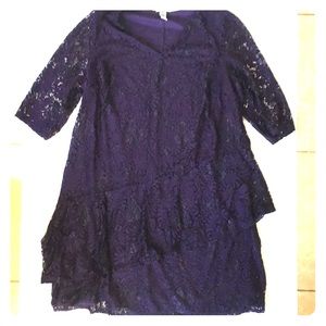 Catherines Plus Size Lace Dress Purple 1X